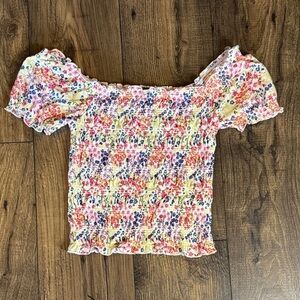 Almost Famous Multicolor Floral Smocked Blouse